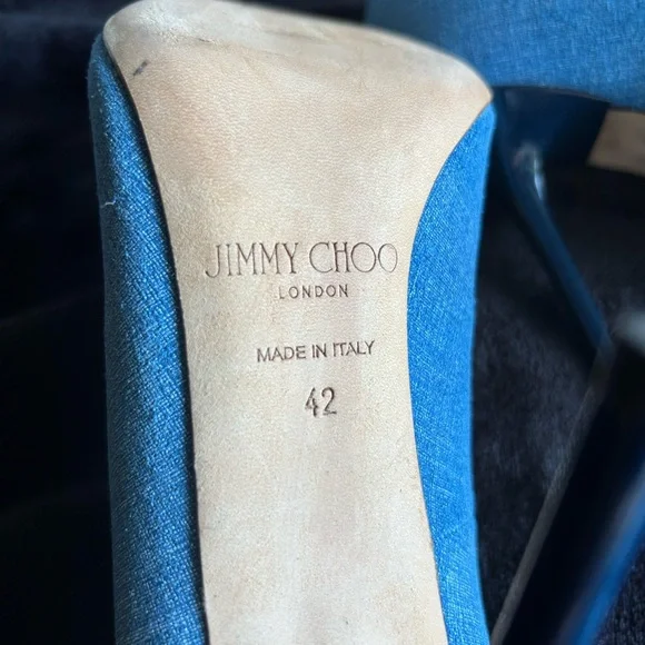 Jimmy Choo Abel Blue Denim Pointed Toe Pumps - Picture 7 of 8